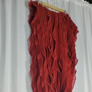 Red Ruffle Knit Ruana